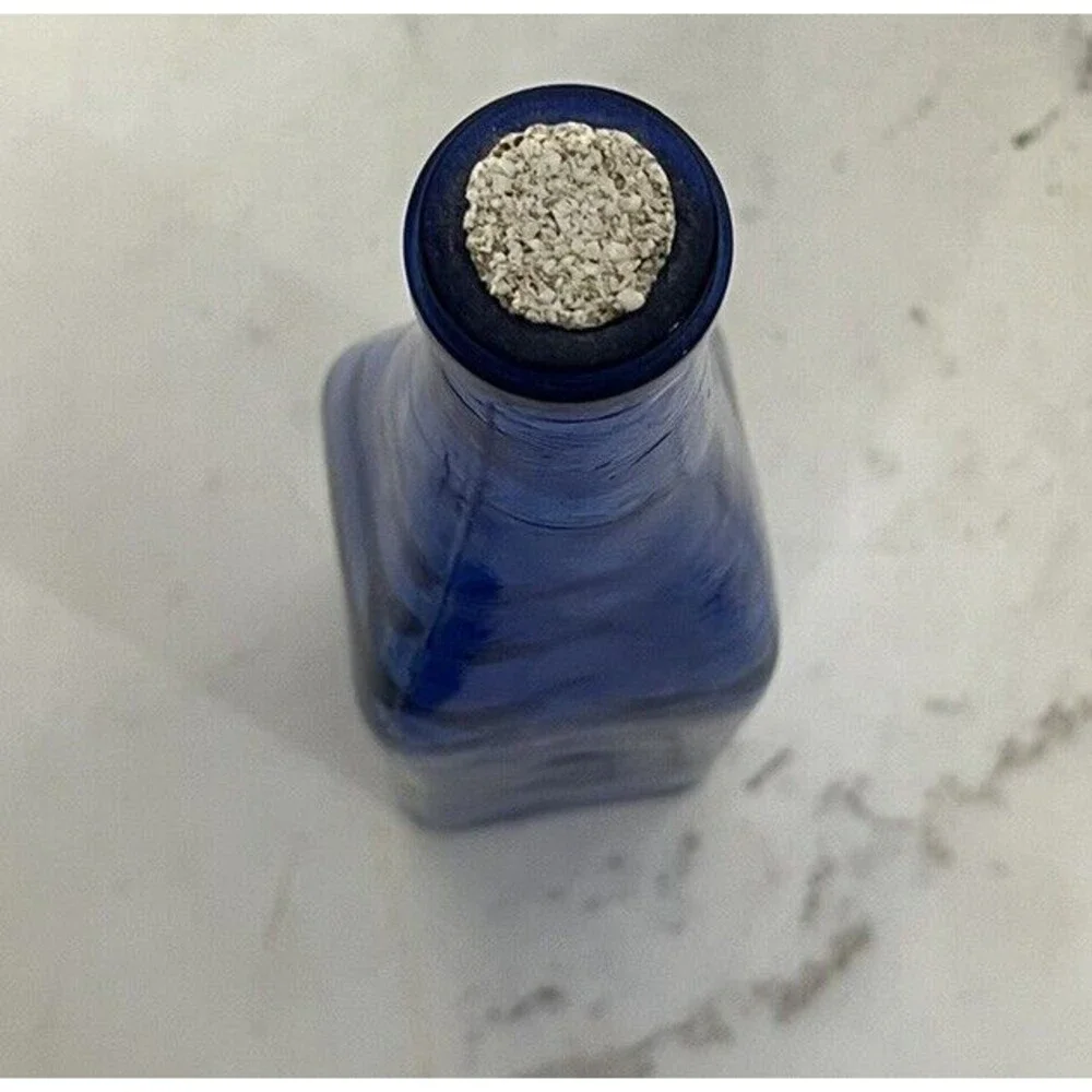 Cobalt Blue Glass Bottle Oil Vinegar‎ Cruet Cork Decorative Cottage Country Farm